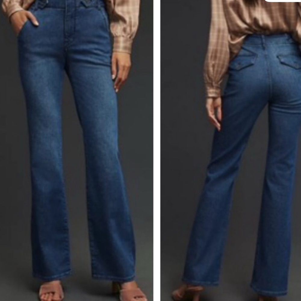 Anthropologie NEW PILCRO Wide Leg Polished High Waist Rise Bootcut Flare Jeans